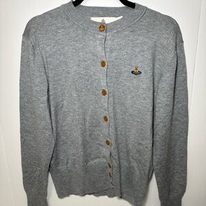 Vivienne Westwood BEA Embroidered Logo Cardigan Grey (18030012-Y0000)
